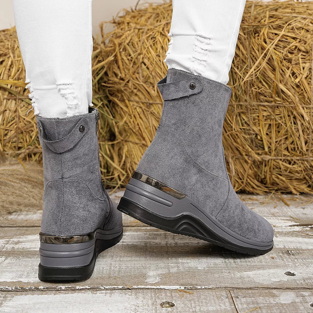 Suede Ankle Boots with Wedge Heel