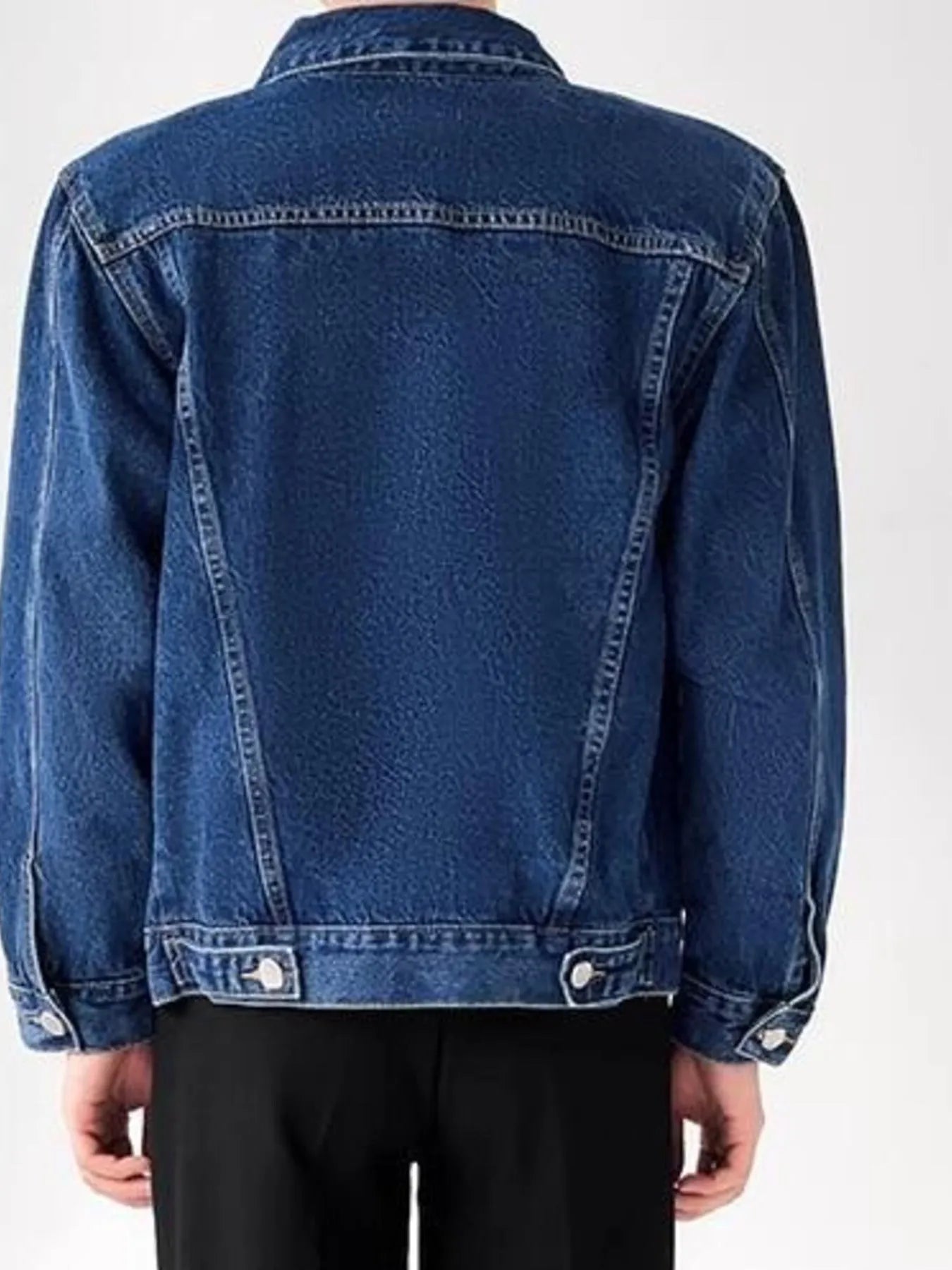 Men's Plus Size Button Up Long Sleeve Denim Jacket