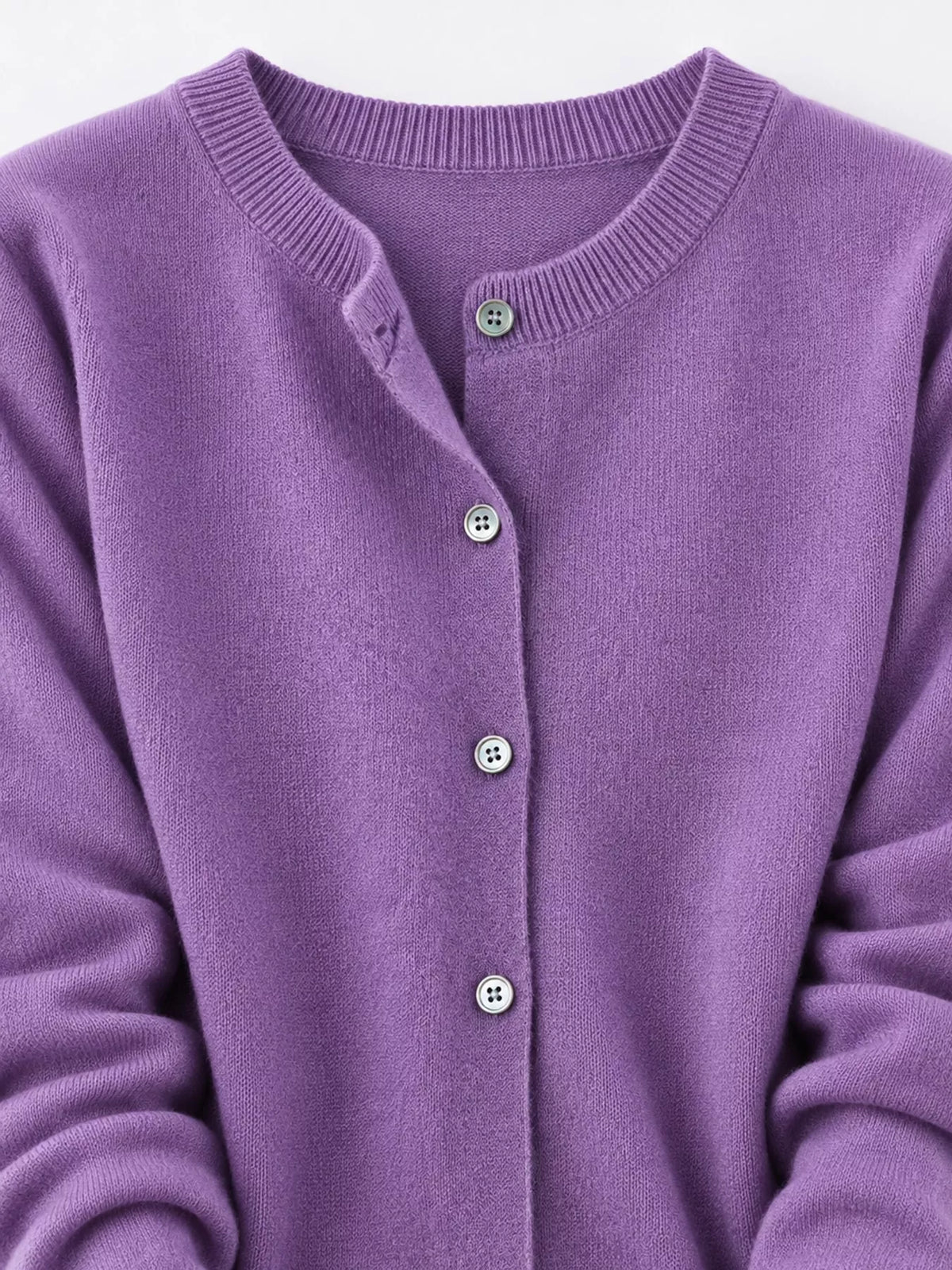 Crew-Neck Button-Down Cardigan