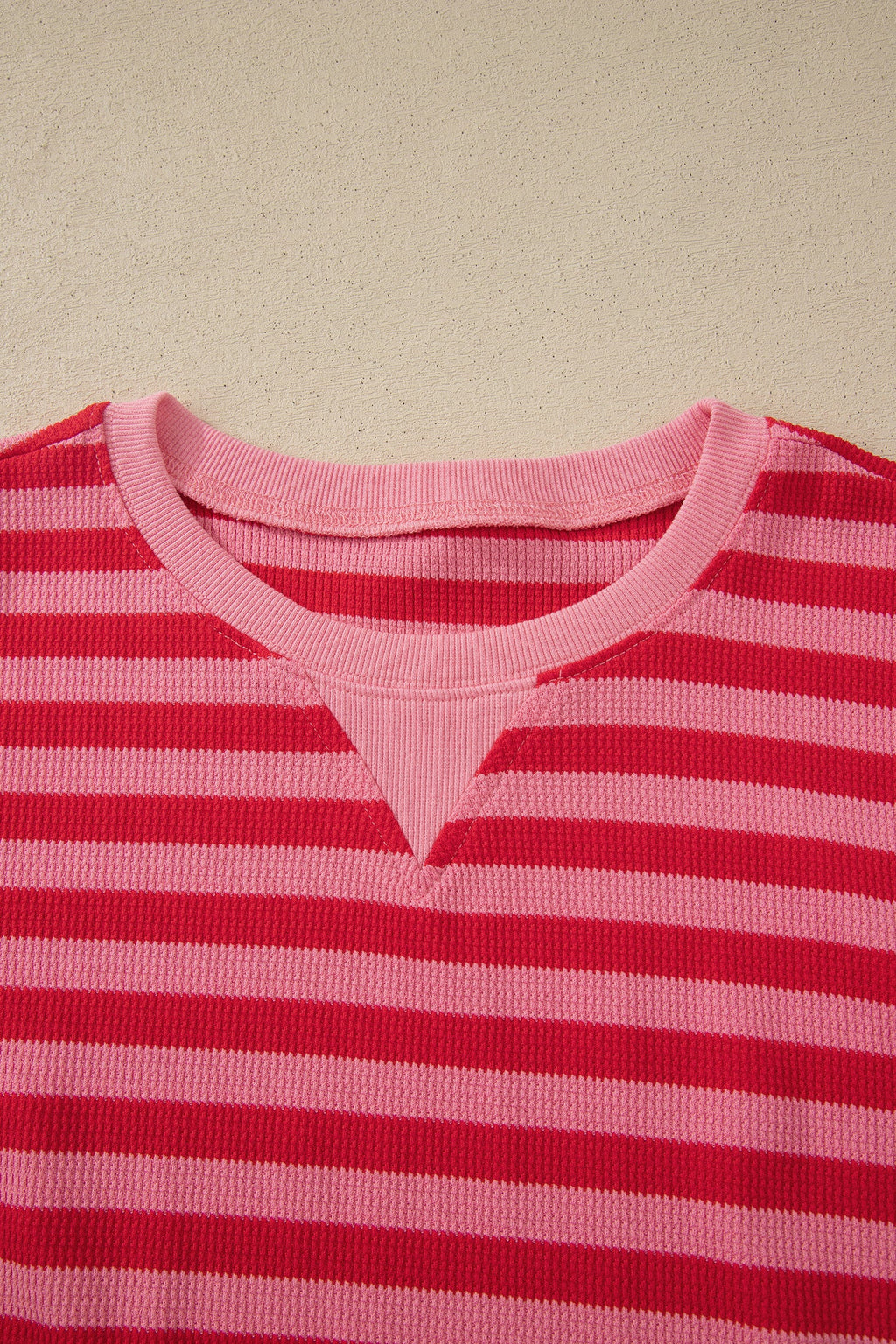 Red Stripe Puff Short Sleeve T Shirt Matching Shorts Set