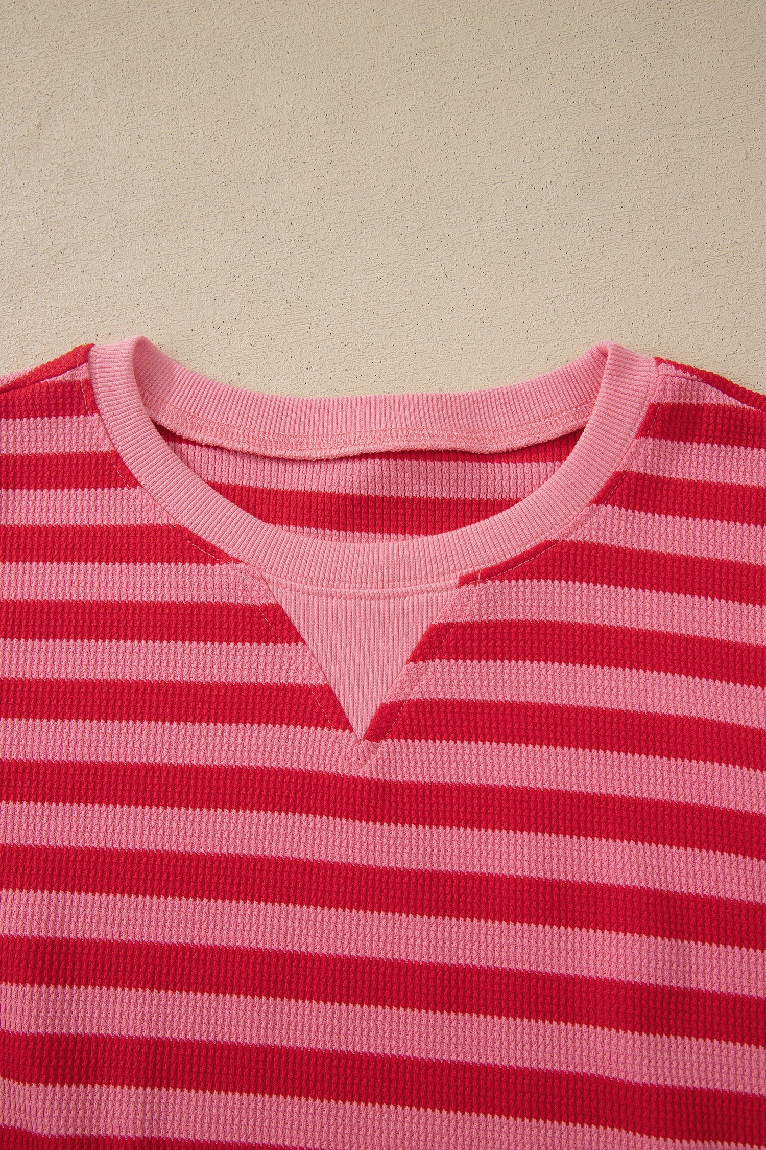 Red Stripe Puff Short Sleeve T Shirt Matching Shorts Set