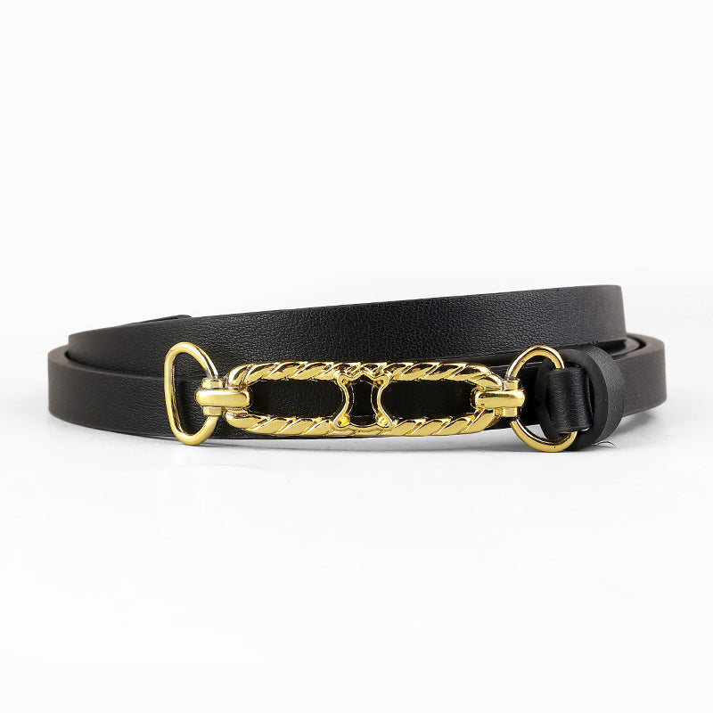 Gold Buckle Skinny Belt