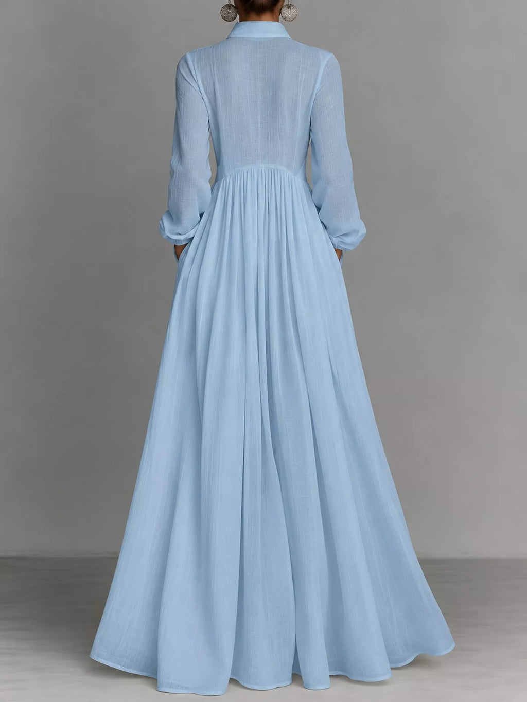 Full Size Long-Sleeve Button Front Maxi Dress Plus Size