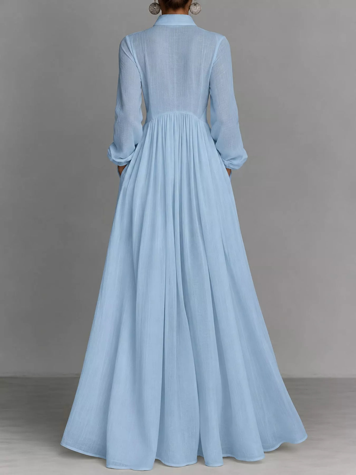 Full Size Long-Sleeve Button Front Maxi Dress Plus Size