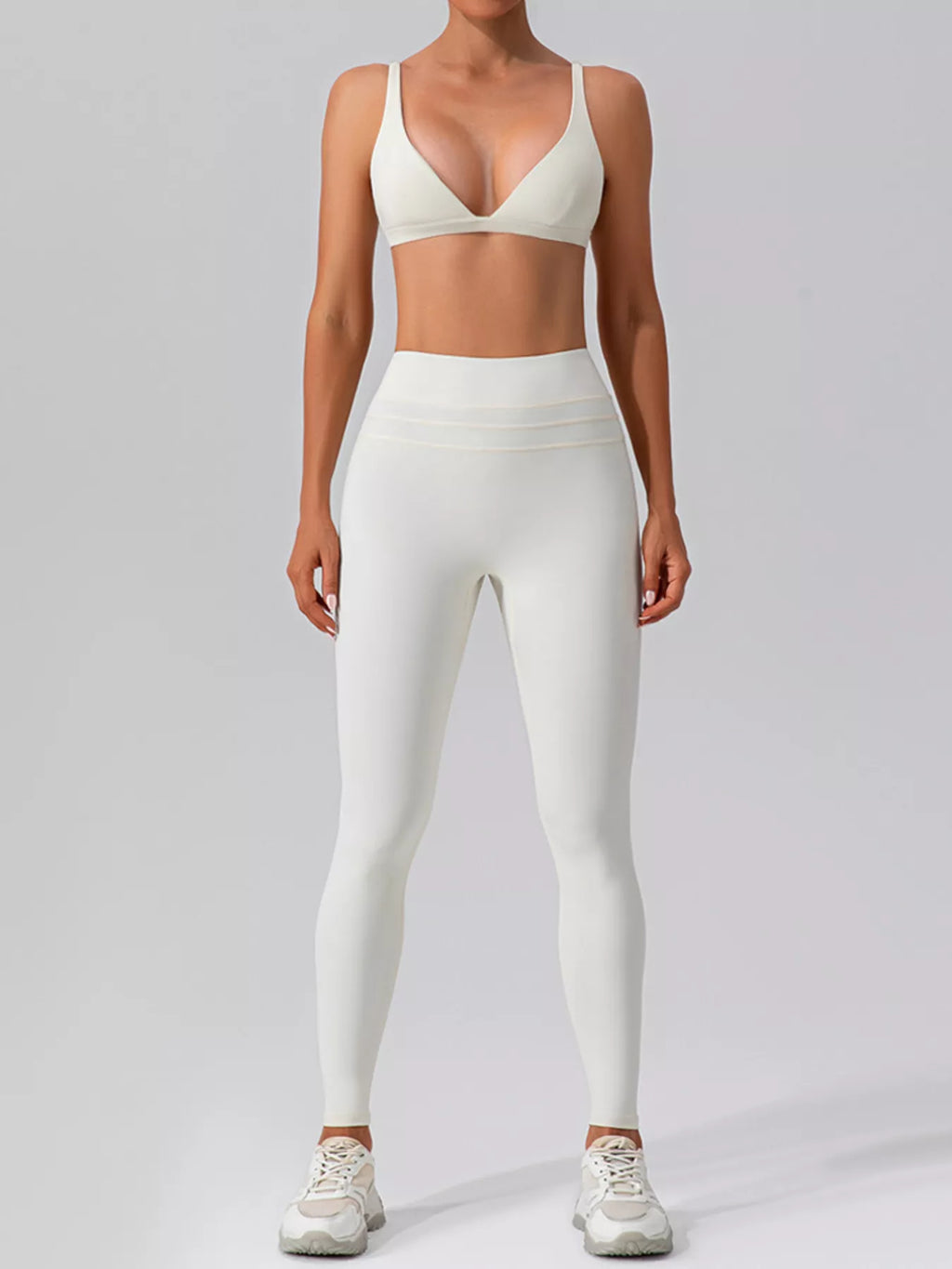 V-Neck Tank and High-Waisted Seamless Pants Active Set