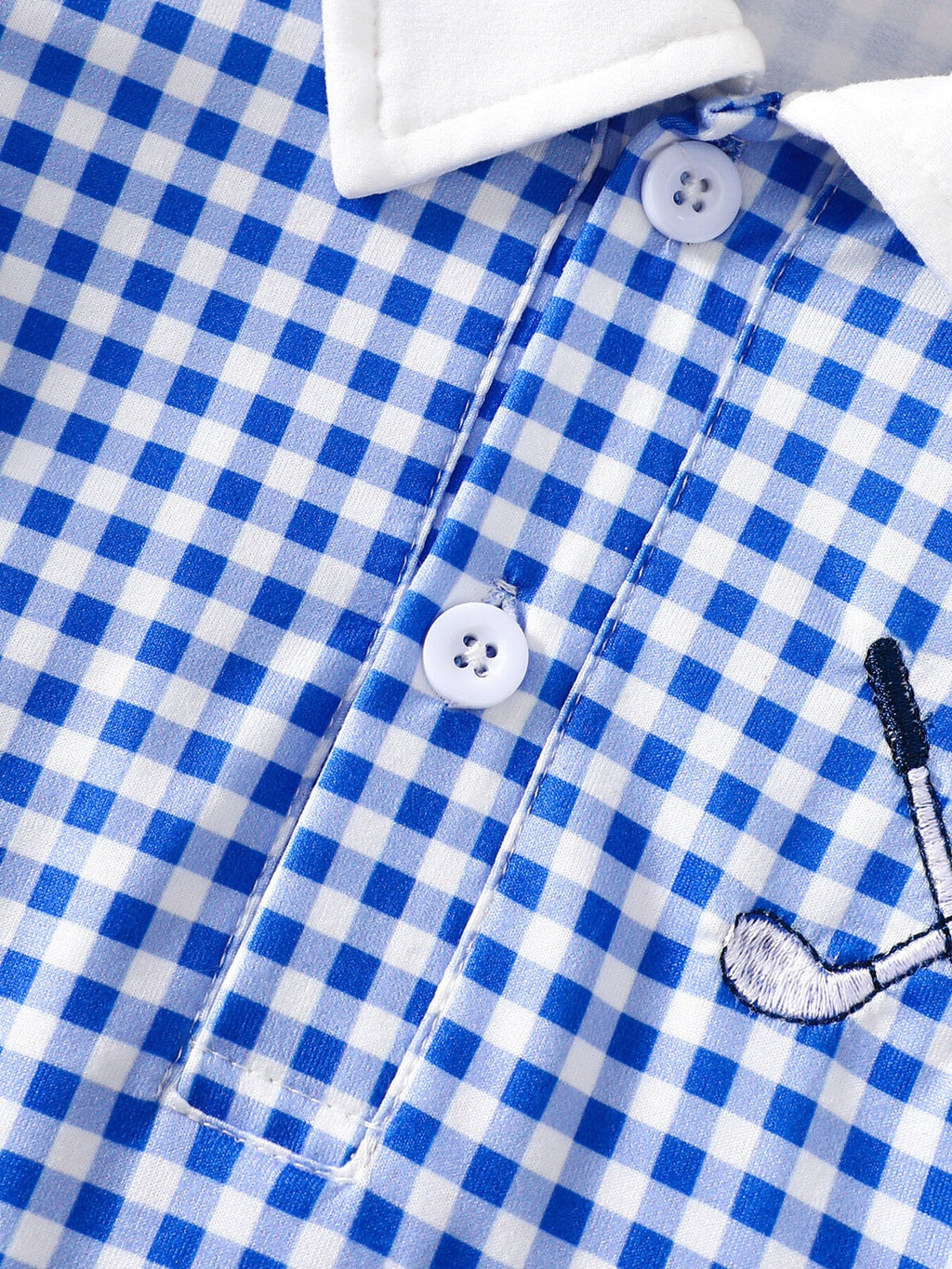 Children's Gingham Polo Collar Ruffle Hem Dress