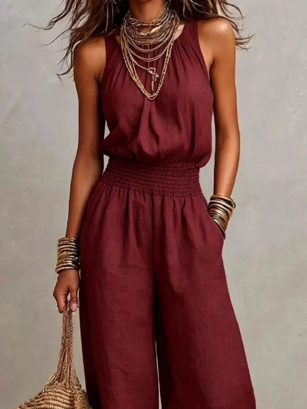Elegant Halter Neck Wide-Leg Jumpsuit