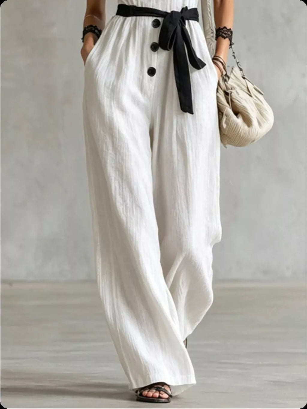 Lace Detail V-Neck Sleeveless Jumpsuit
