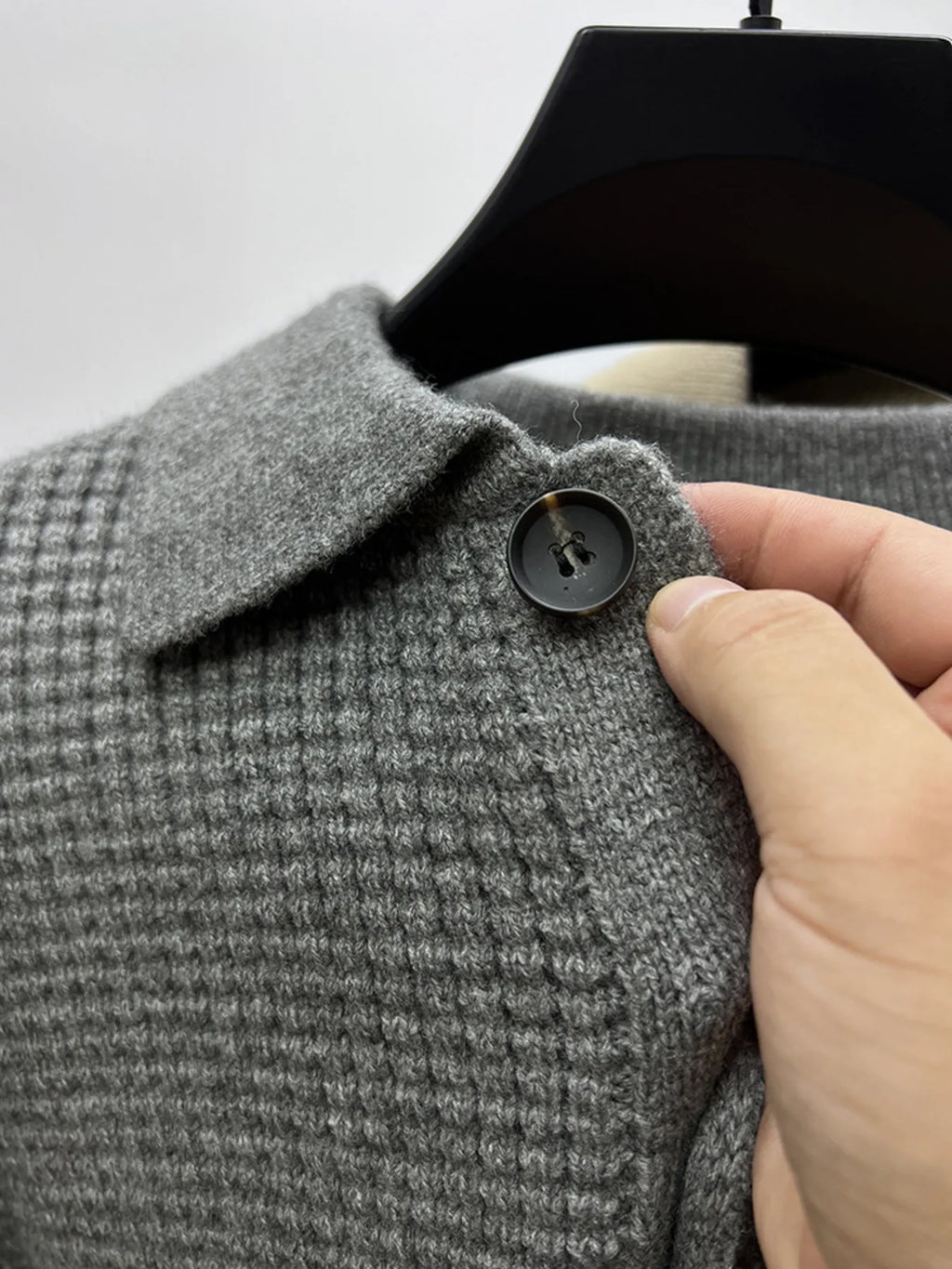 Men's Plus Size Button-Front Knit Cardigan with Collar