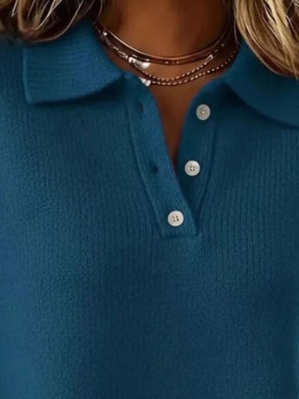 Full Size Button Detail Dropped Shoulder Sweater Plus Size