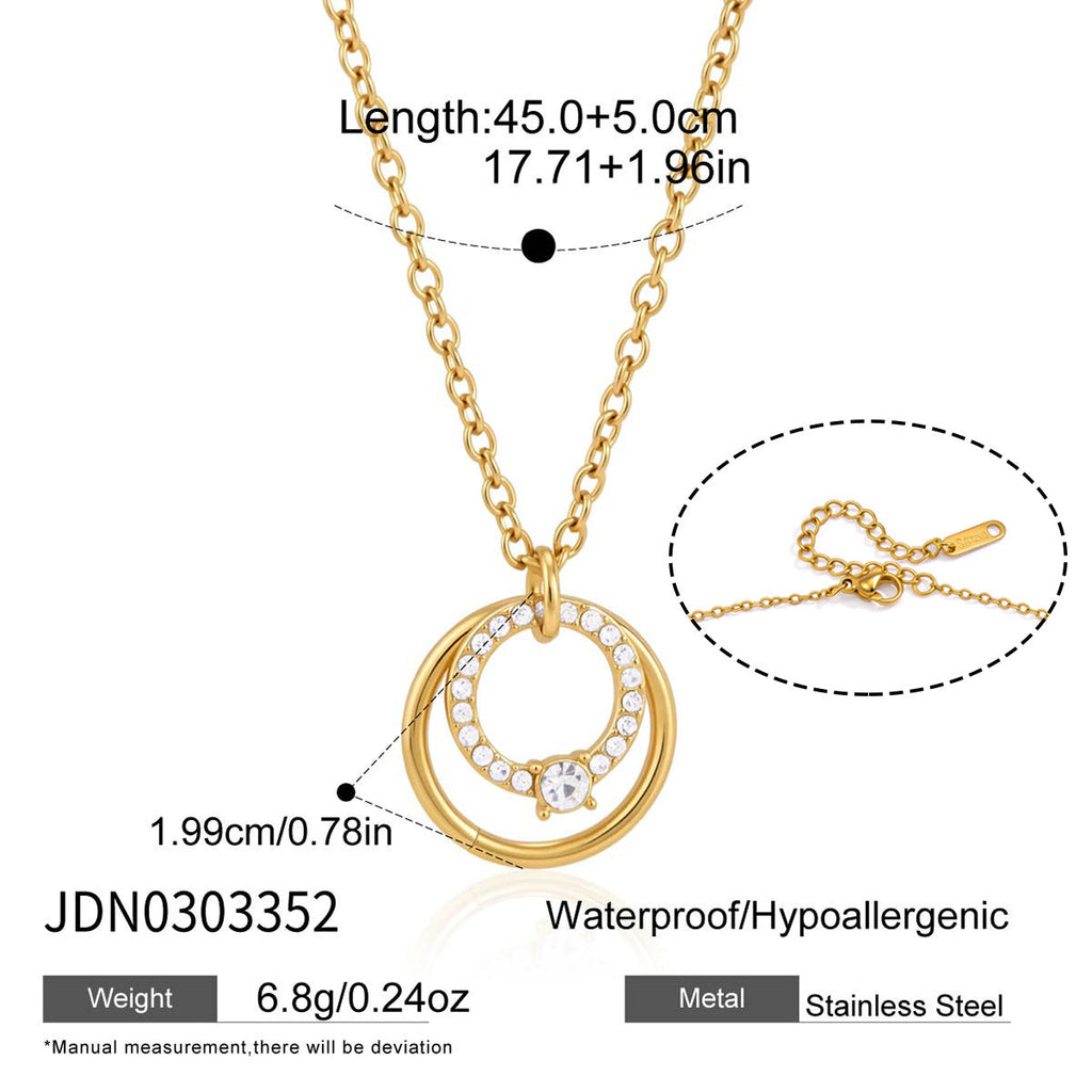 Sliding Double Circle Pendant Necklace Collection