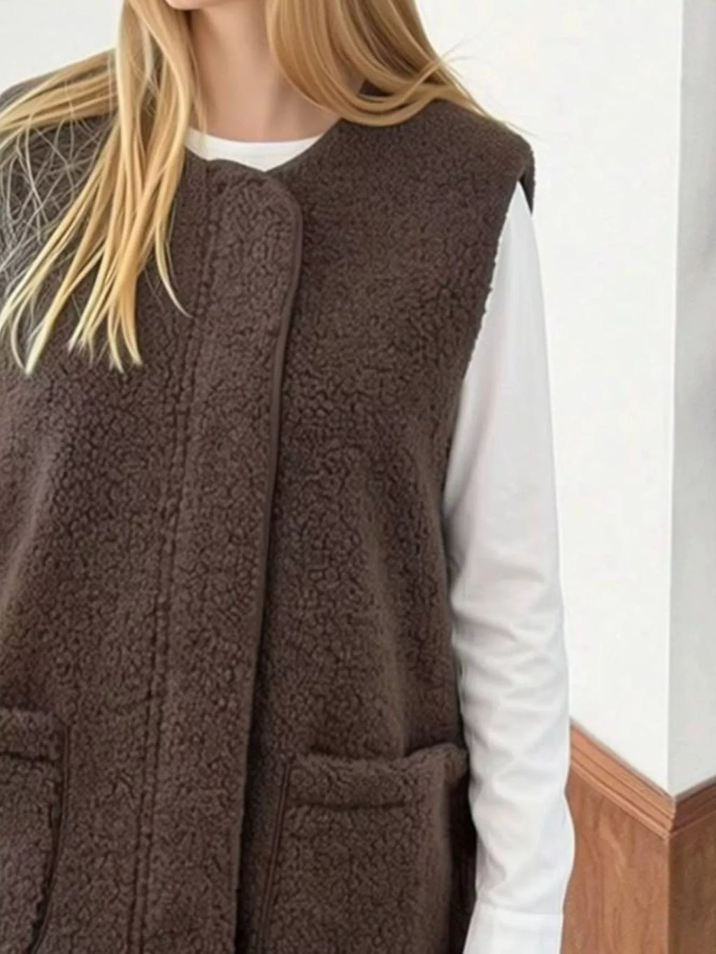 Sherpa Sleeveless Vest Coat