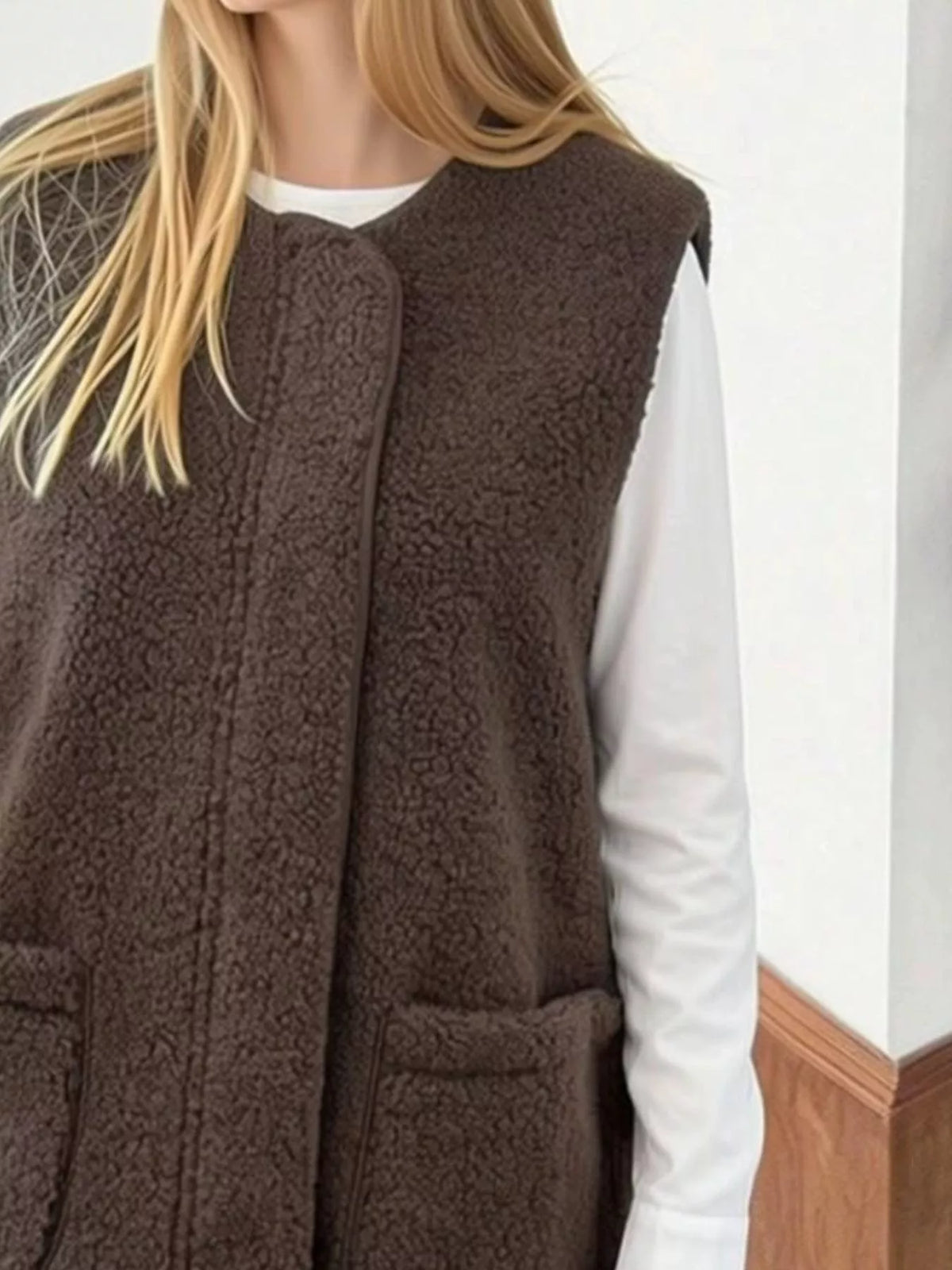 Sherpa Sleeveless Vest Coat