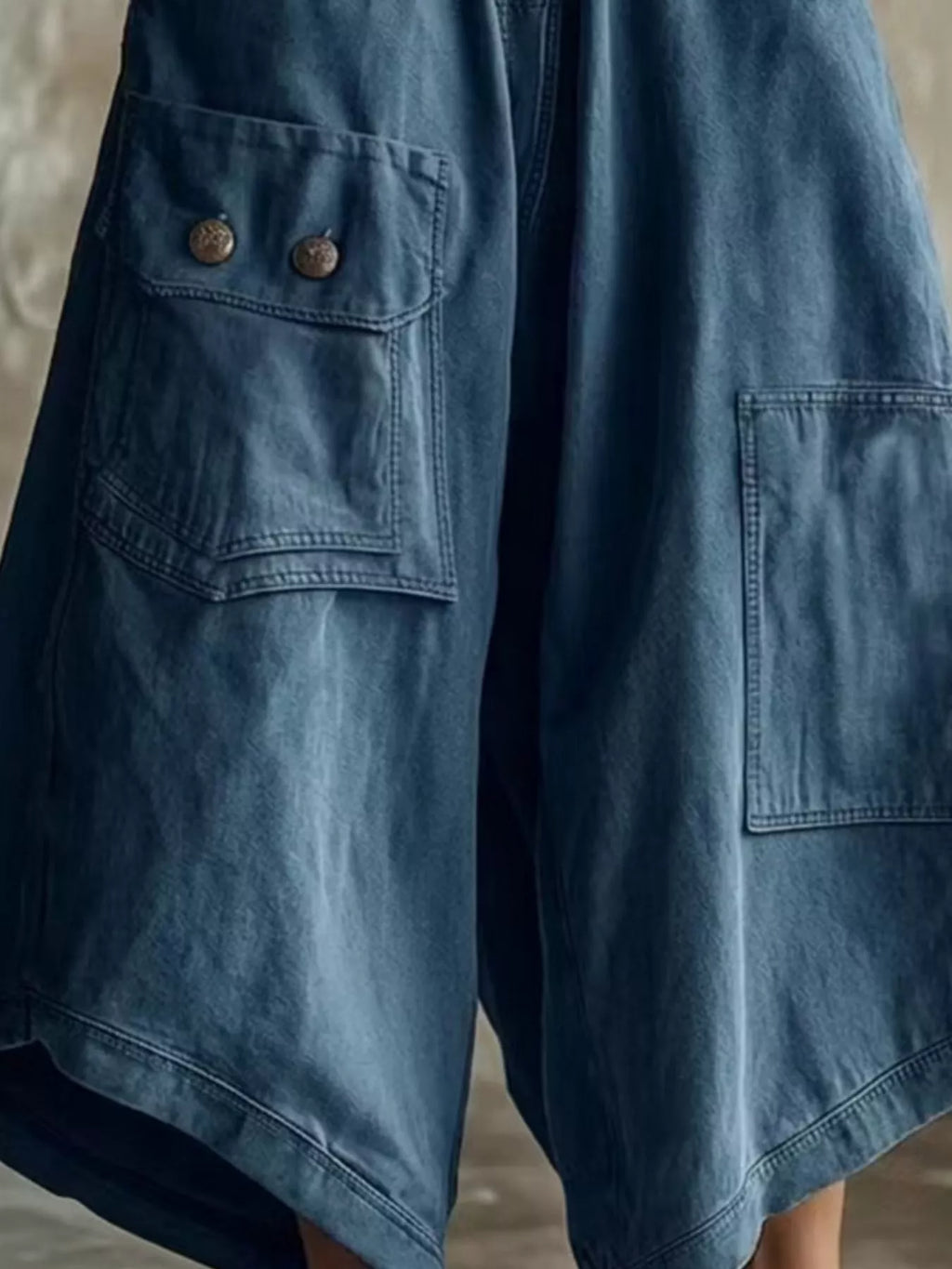 High-Waisted Cargo Wide-Leg Cropped Pants