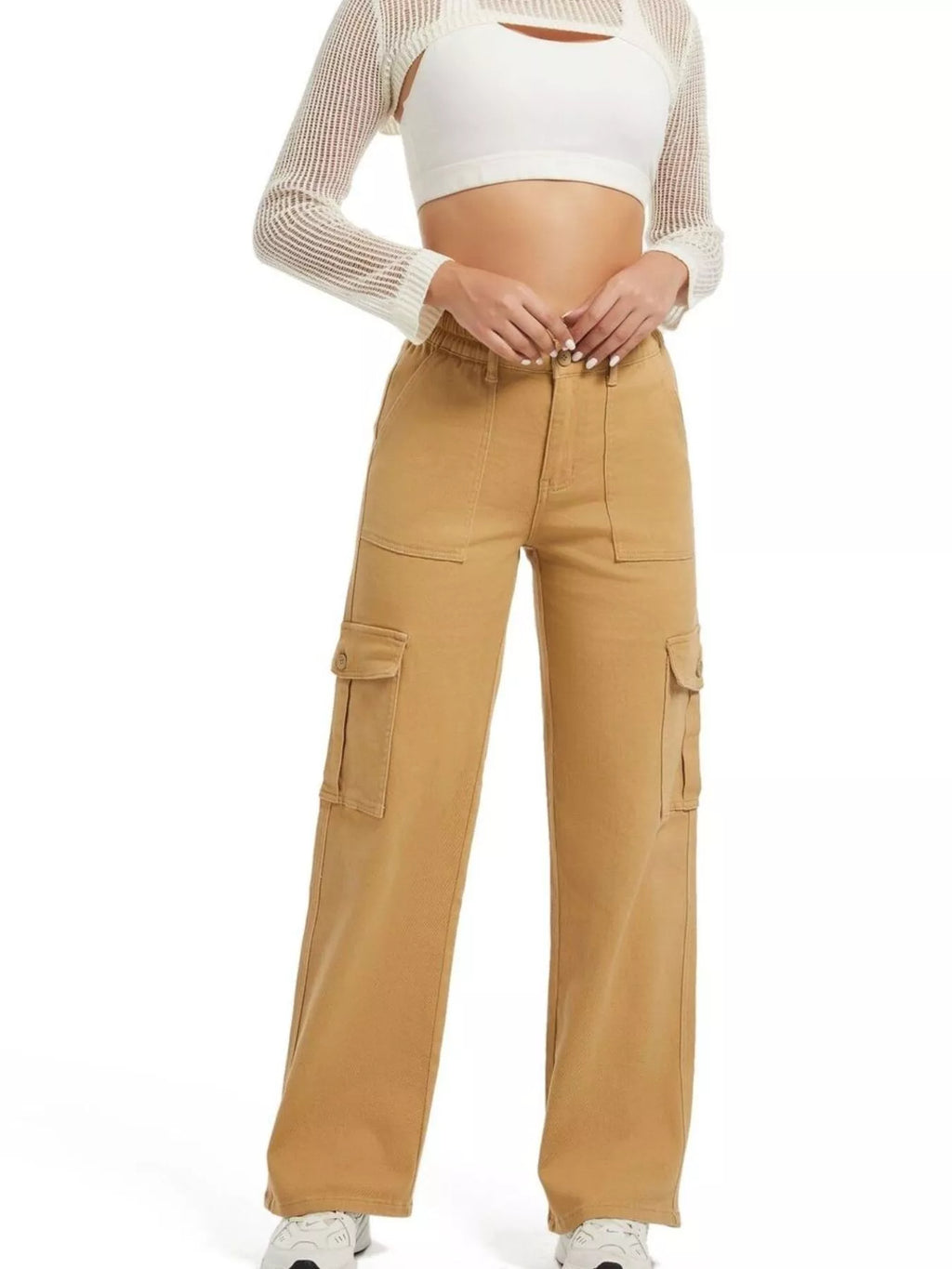 High-Waisted Cargo Jeans