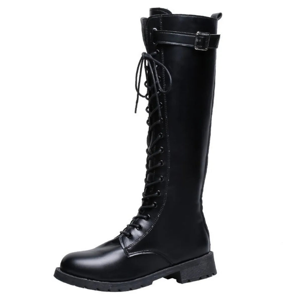 Leather Lace-Up Combat Boots
