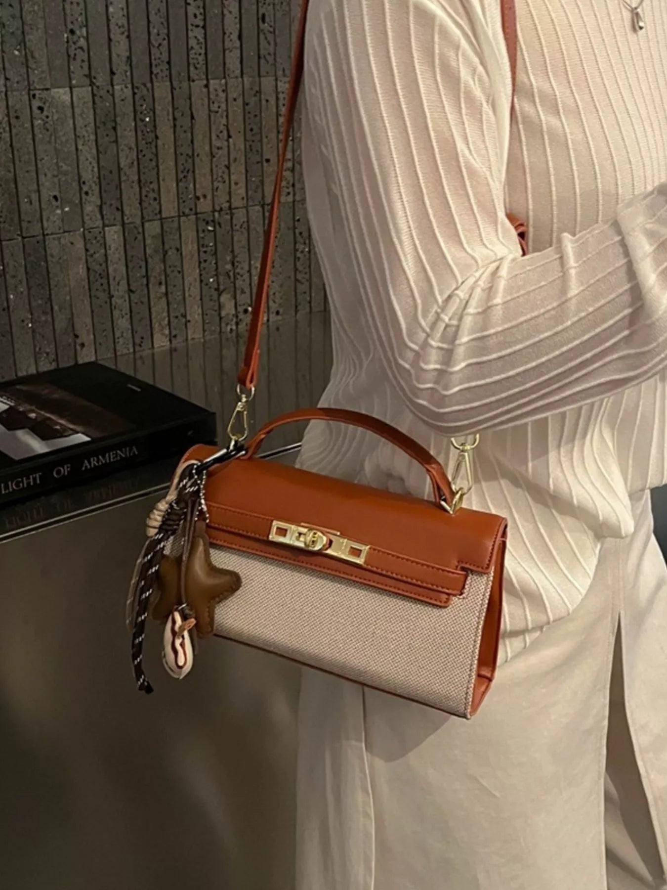 Two-Tone Flap Crossbody Bag