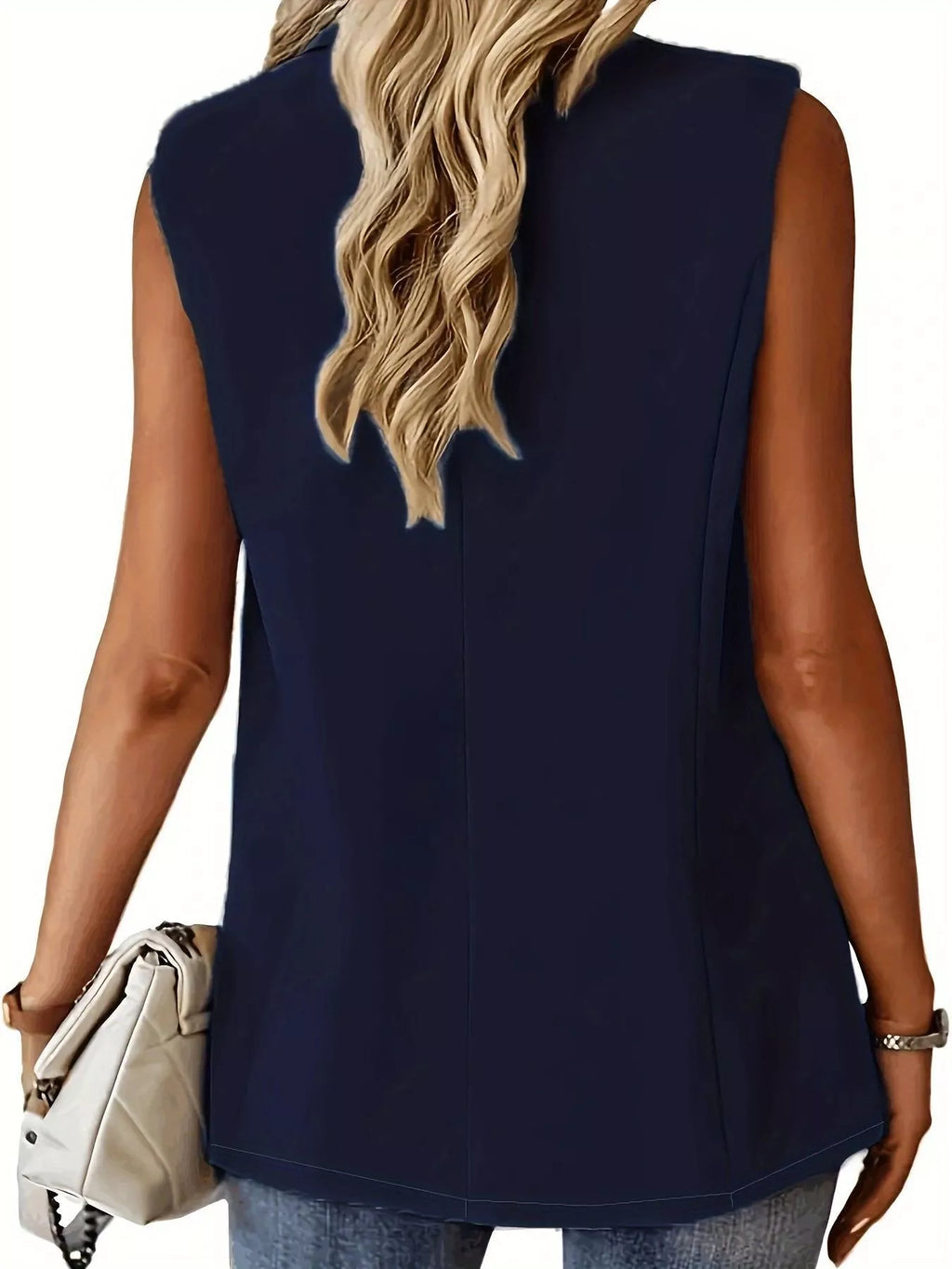 Full Size One Button Lapel Collar Vest Coat Plus Size