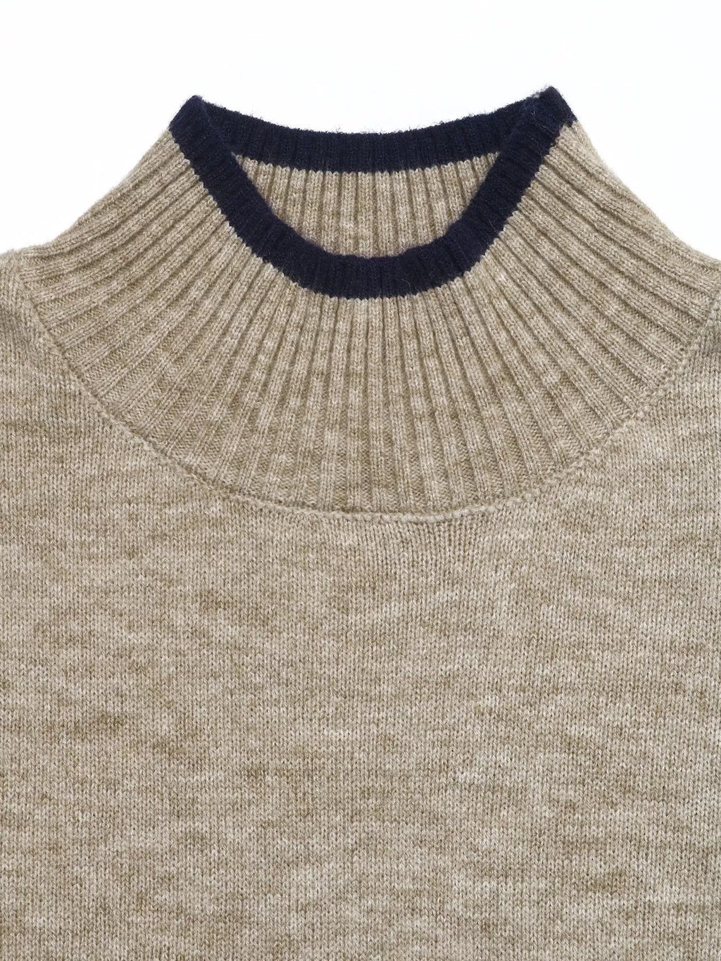 Cozy Mock Neck Sweater with Contrast Trim