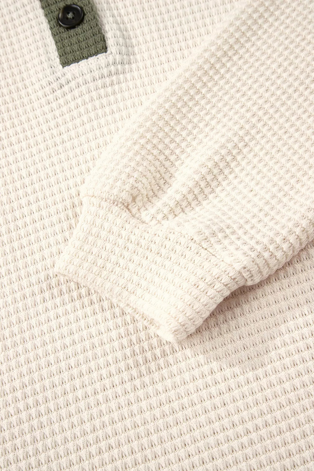 Drawstring Waffle Knit Henley Hoodie