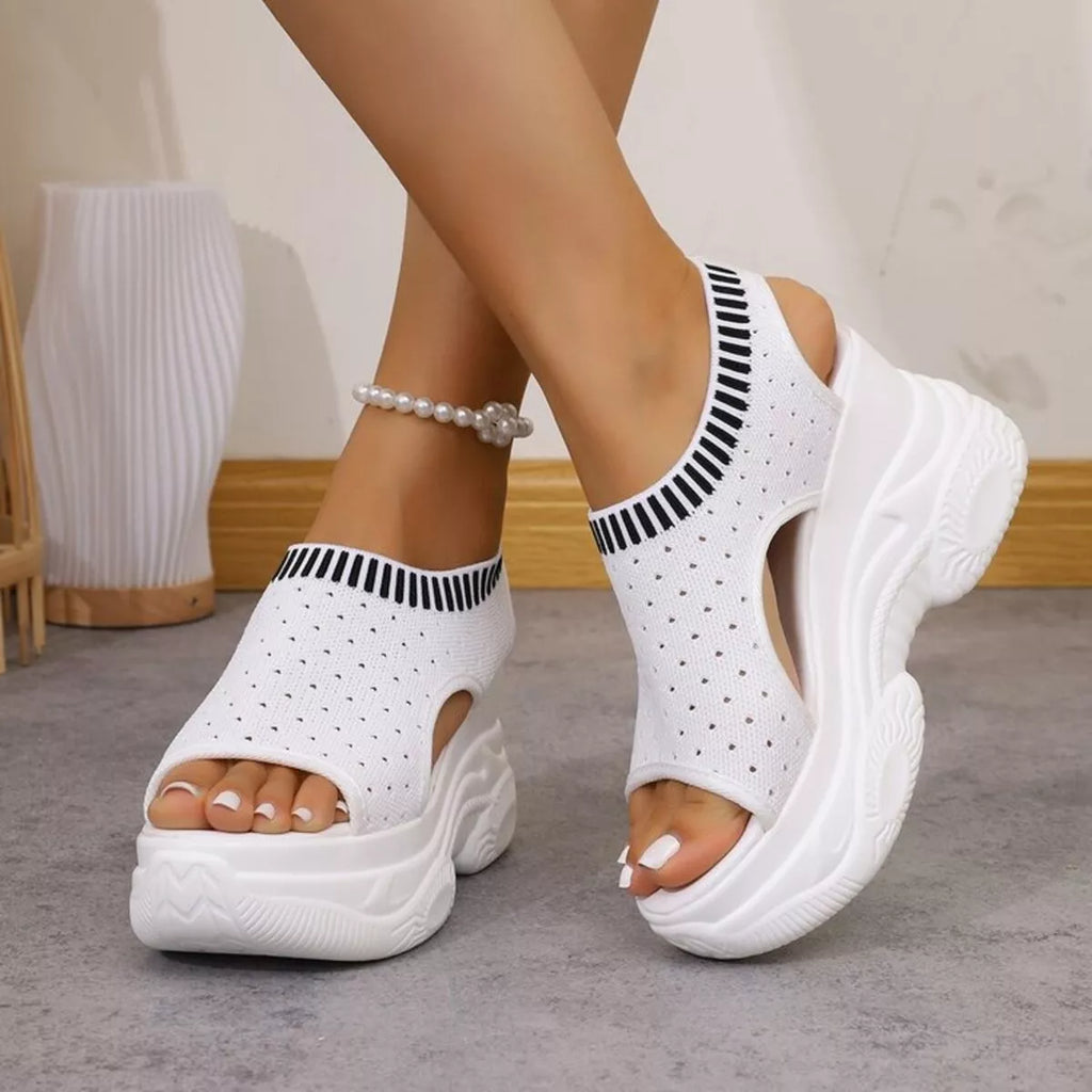 Mesh Platform Wedge Sandals