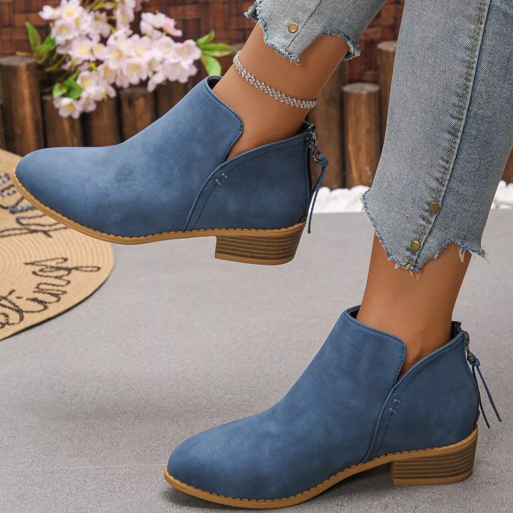 Point Toe Block Heels Boots