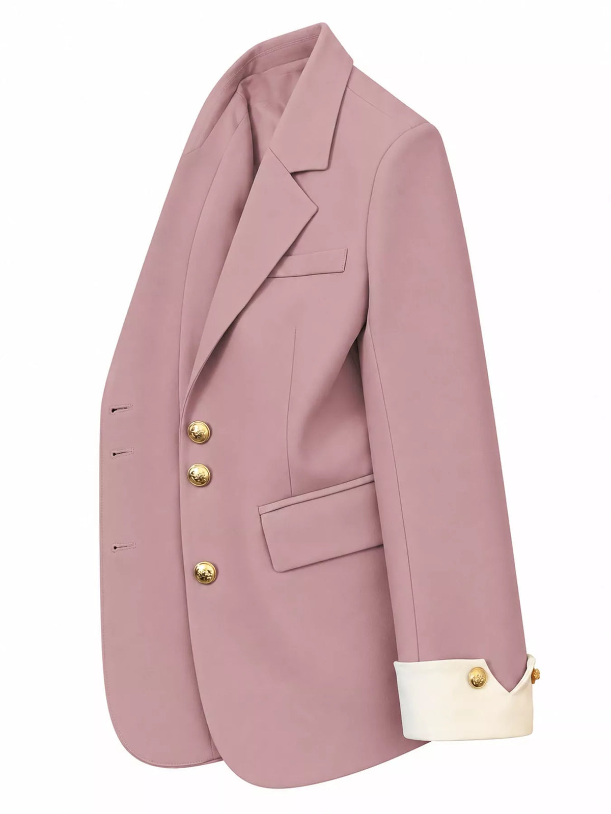 Full Size Single-Breasted Blazer with Gold Button Accents Plus Size