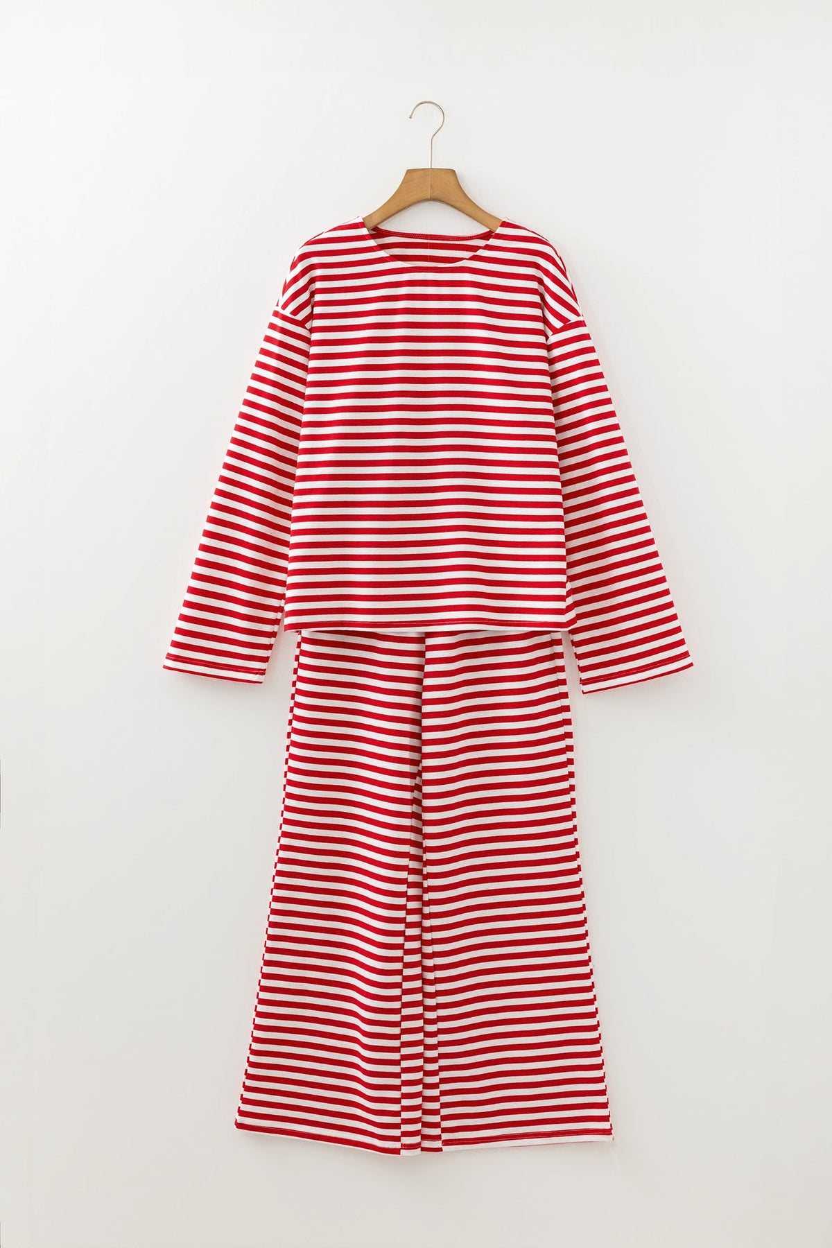 Stripe Drop Shoulder Top and Pants Lounge Set