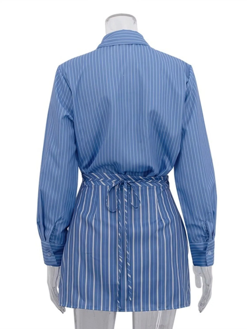 Striped Shirt and Asymmetrical Mini Skirt Set