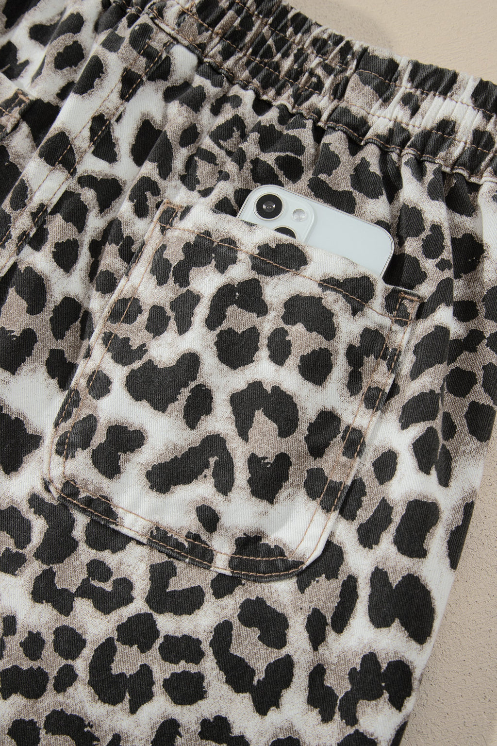 Black Leopard Print Drawstring Jogger Jeans