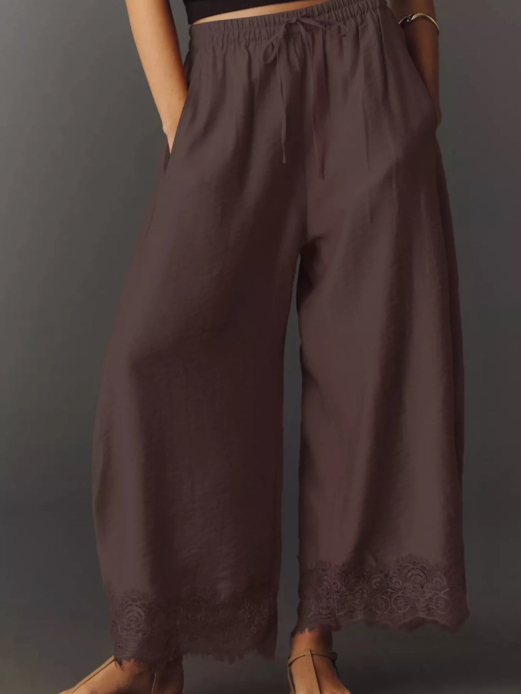 Drawstring Wide Leg Pants