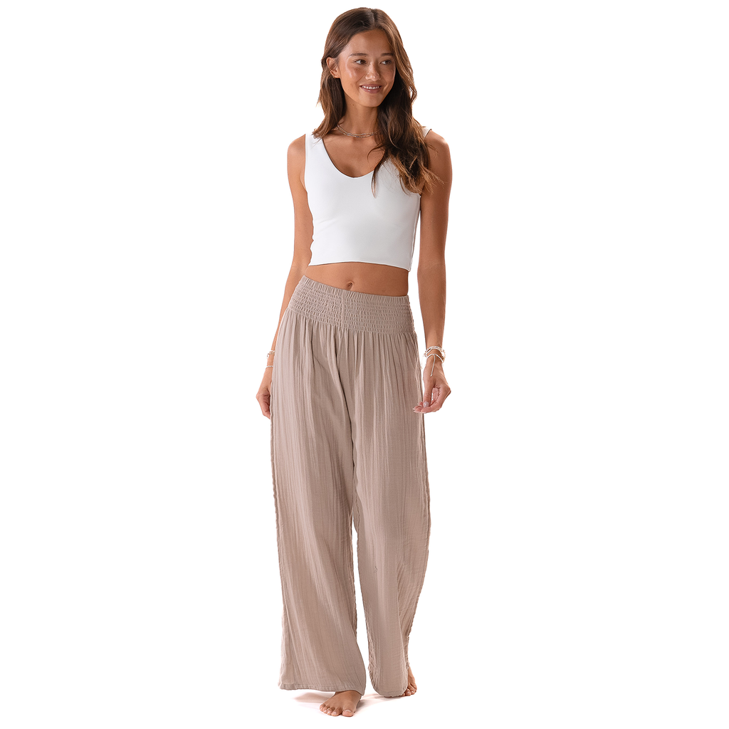 Stone Wide Leg Cotton Pants