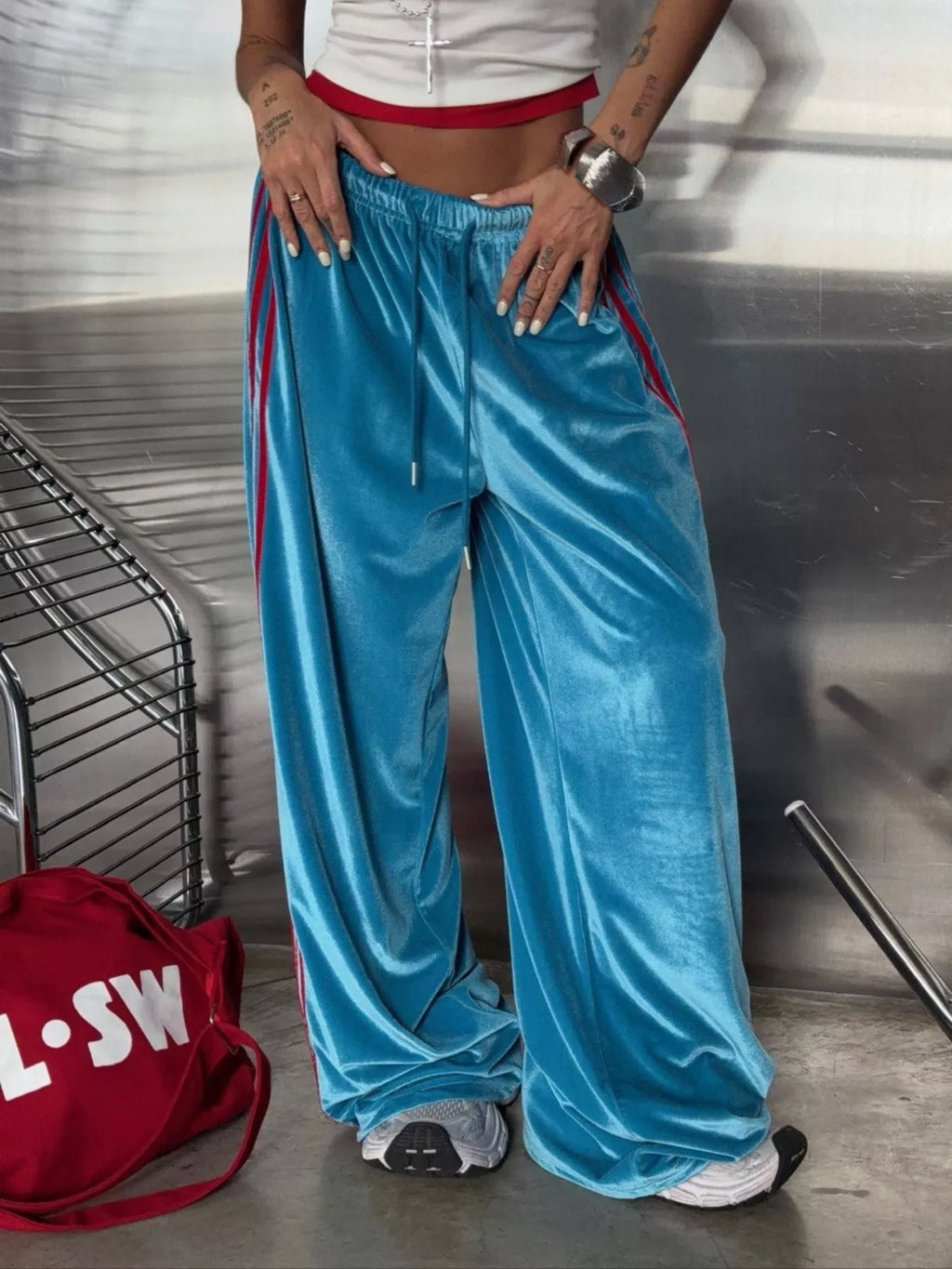 Velvet Wide-Leg Pants