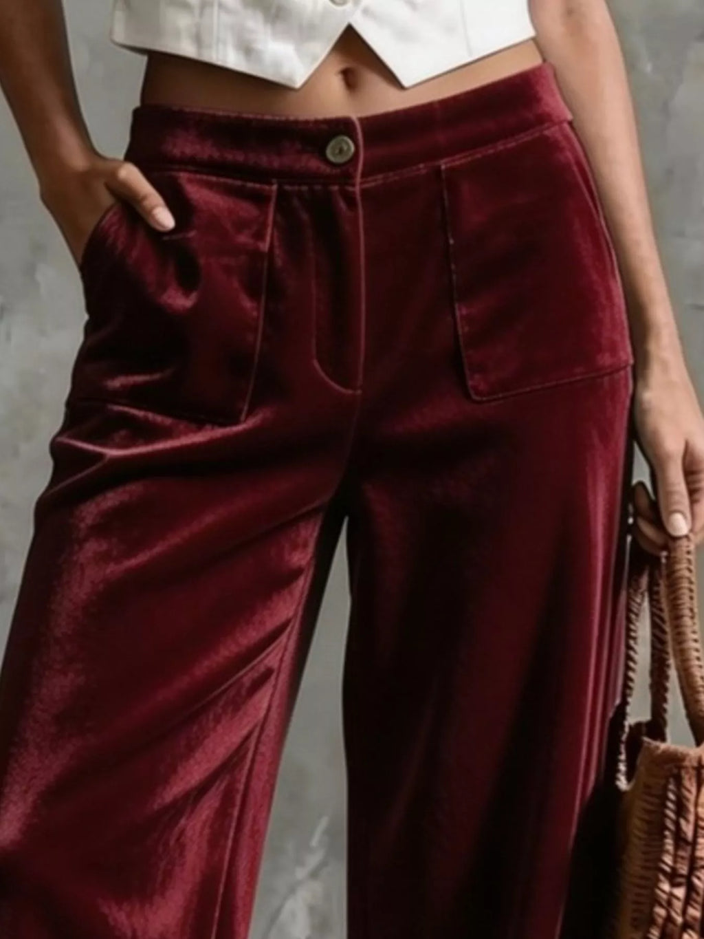 Full Size Velvet Wide-Leg Pants Plus Size