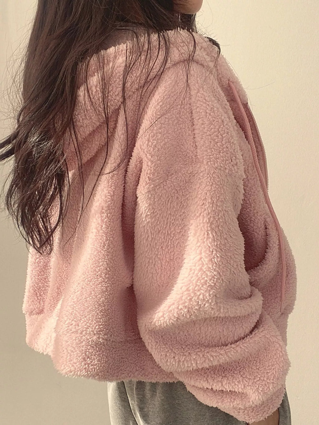 Oversized Sherpa Zip-Up Hoodie