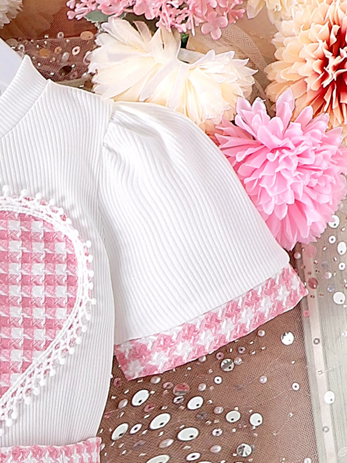 Children's Heart Short Sleeve Top and Skirt Set