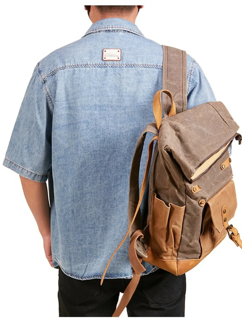 Men's Plus Size Button Up Short Sleeve Denim Shirt