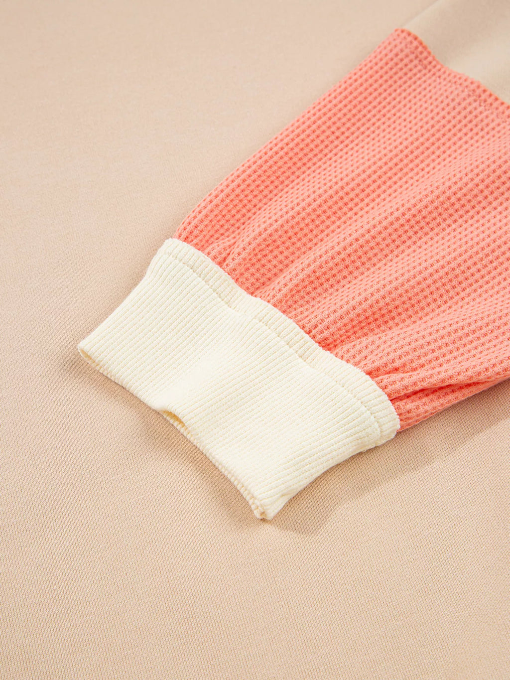 Color Block Textured Patchwork Pullover Sweatshirt