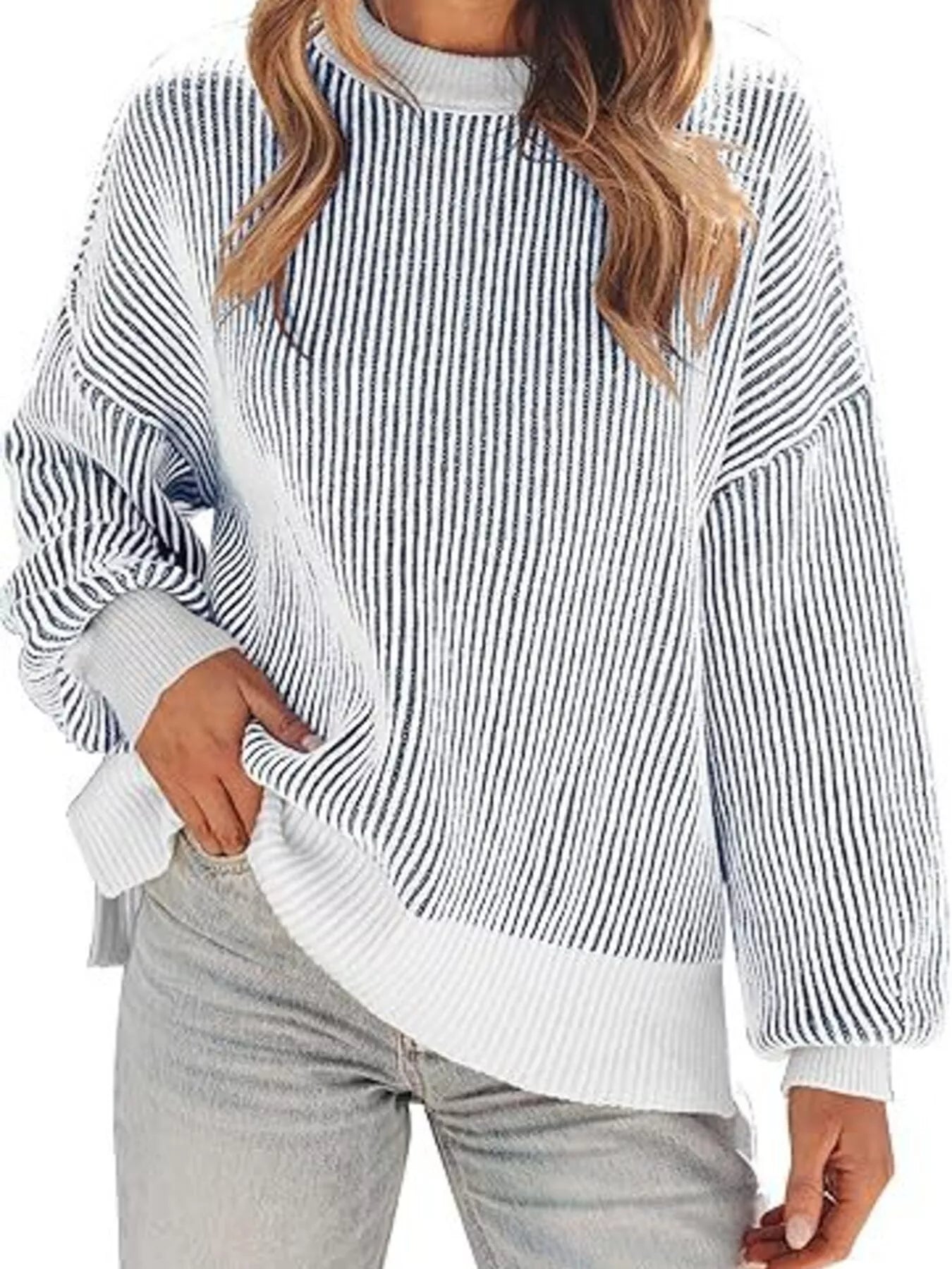 Stripe Dropped Shoulder Sweater