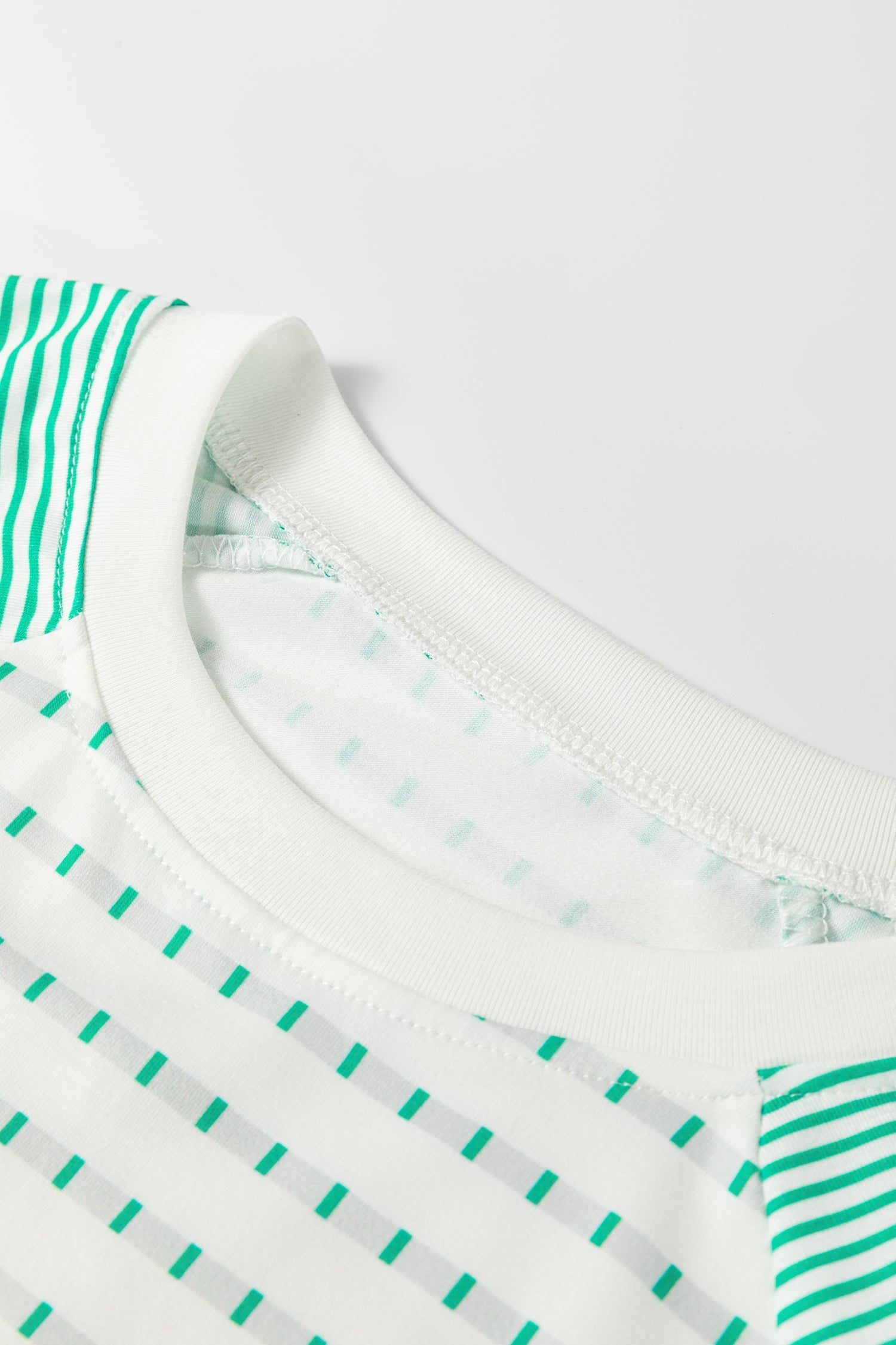 Green Stripe Raglan Patchwork Long Sleeve Tee