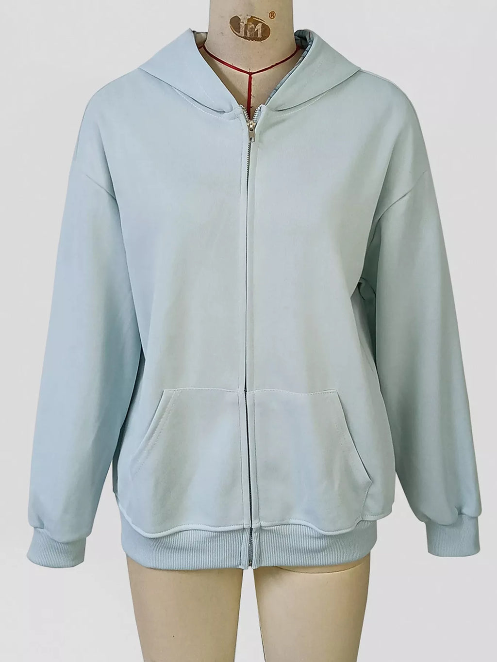 Zip-Up Plaid Lining Hoodie