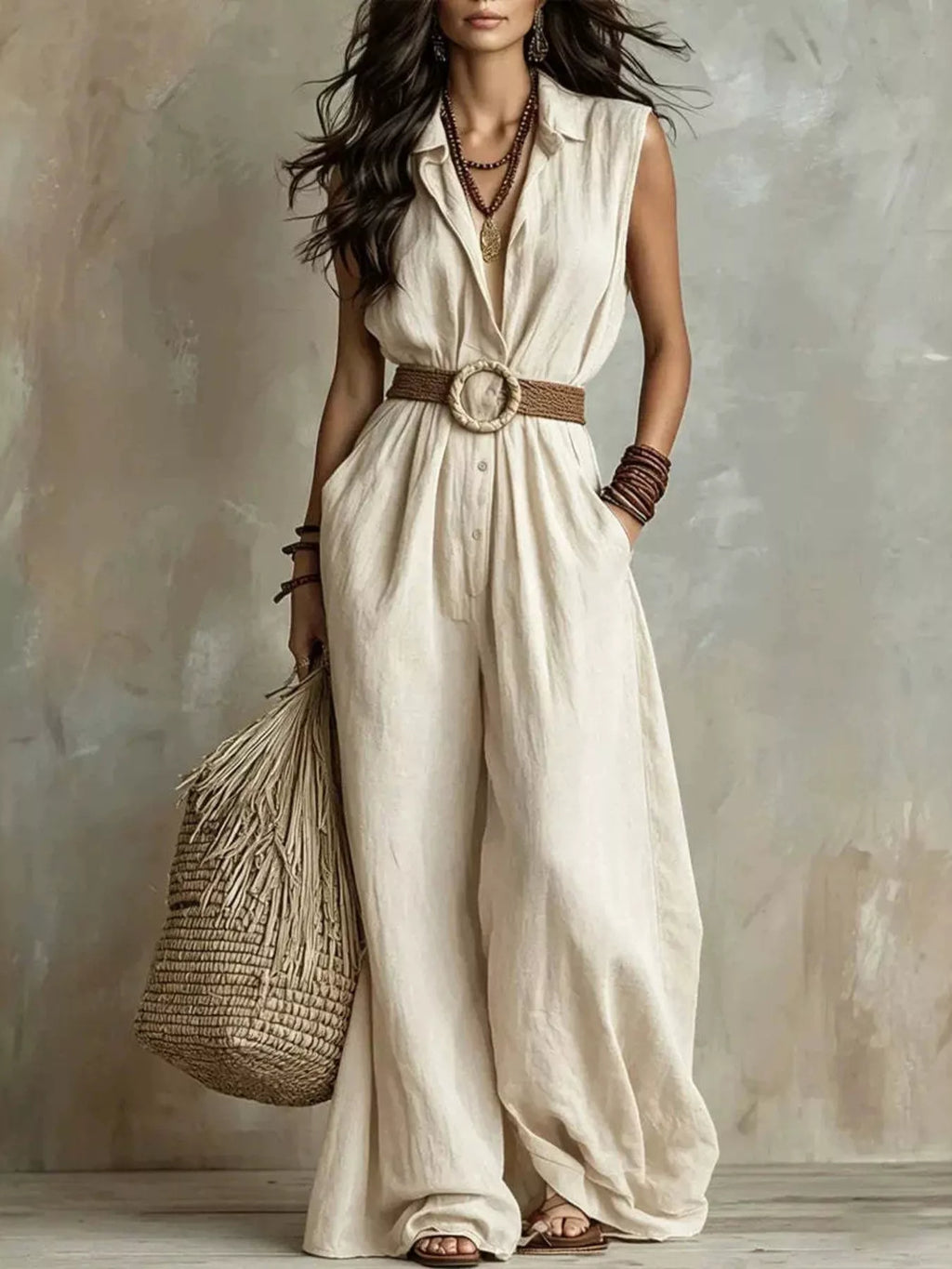 Full Size Sleeveless Wide Leg Jumpsuit Plus Size