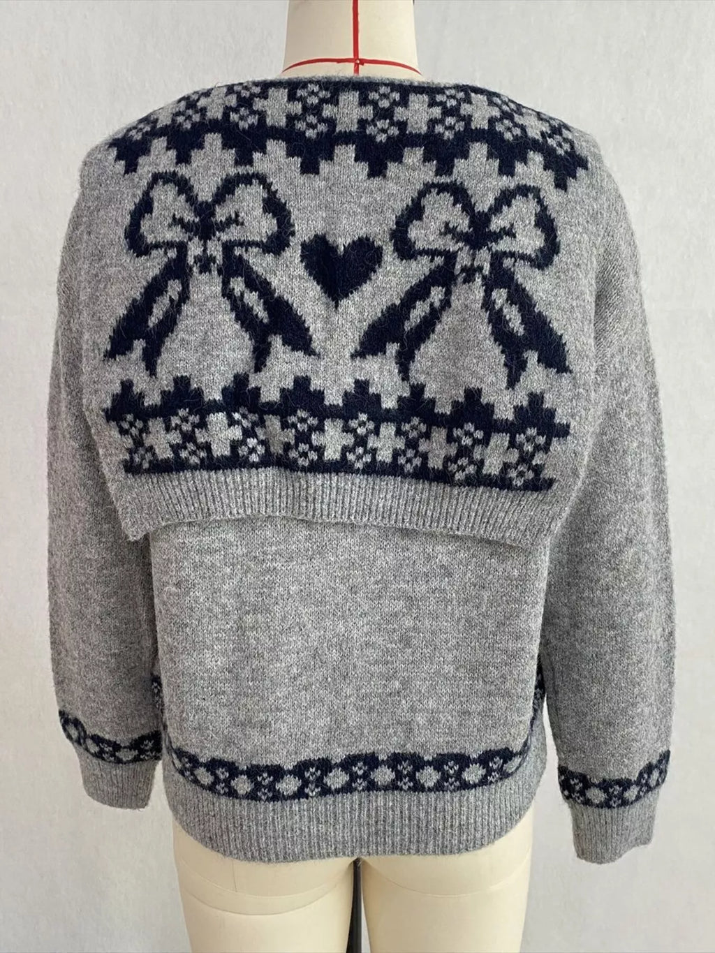 Scarf Detail Dropped Shoulder Sweater