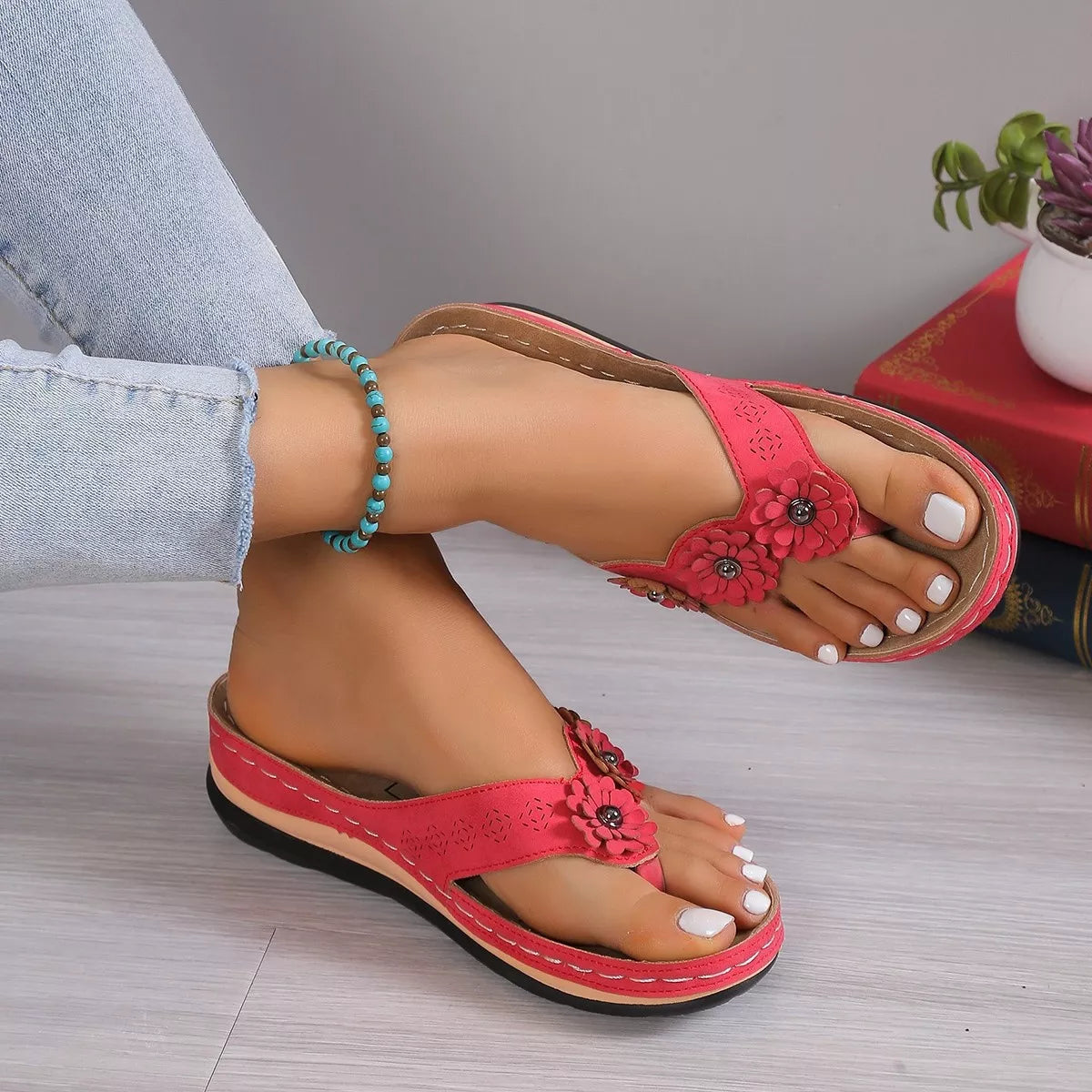 Toe Post Wedge Sandals