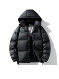 Men's Full Size Hooded Puffer Jacket with Drawstring Hem Plus Size