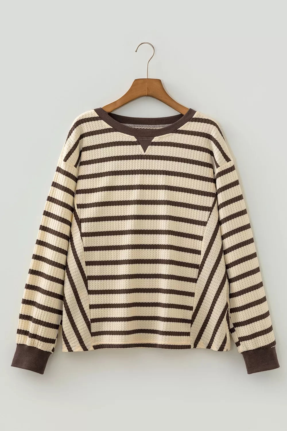 Stripe Patchwork Ribbed Cuff Casual Pullover Sweatshirt