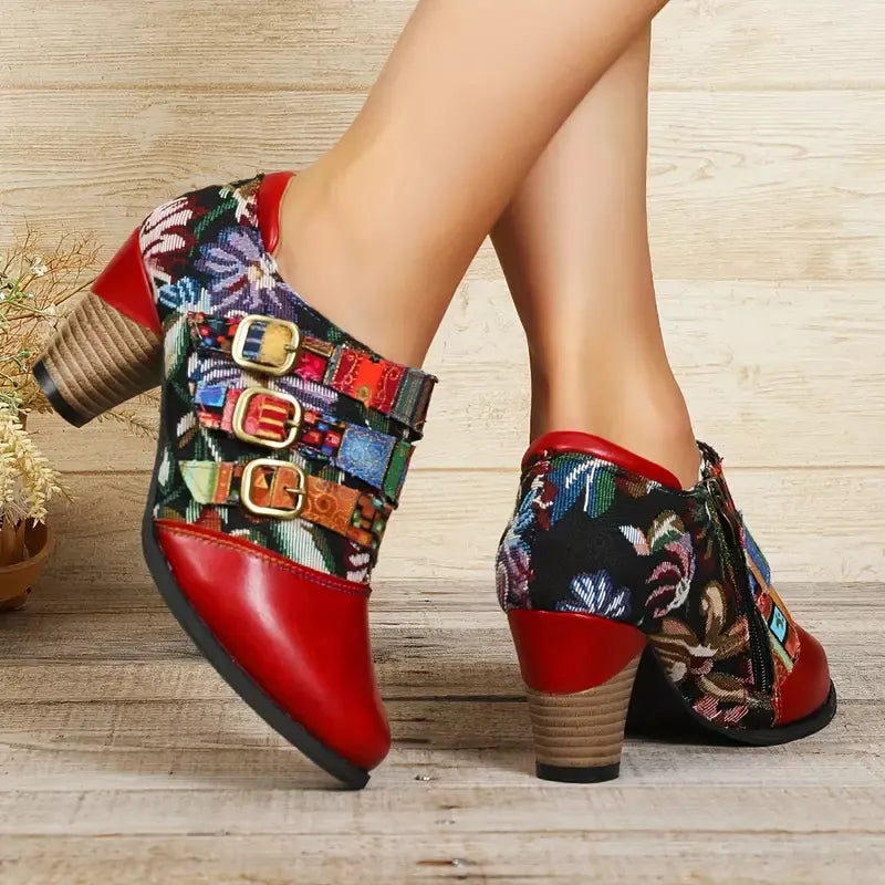 Lace-Up Block Heel Ankle Boots