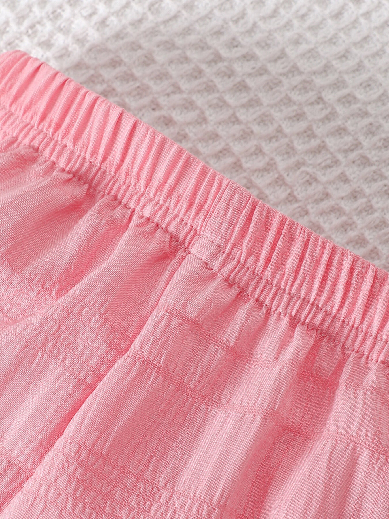 Children's Ruffled Trim Textured Top and Pants Set