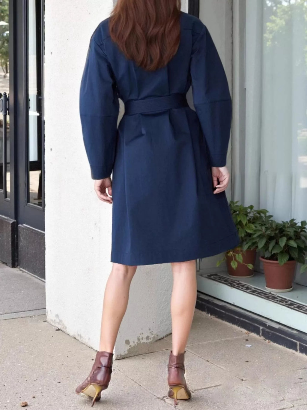 Double-Breasted Long Sleeve Trench Coat