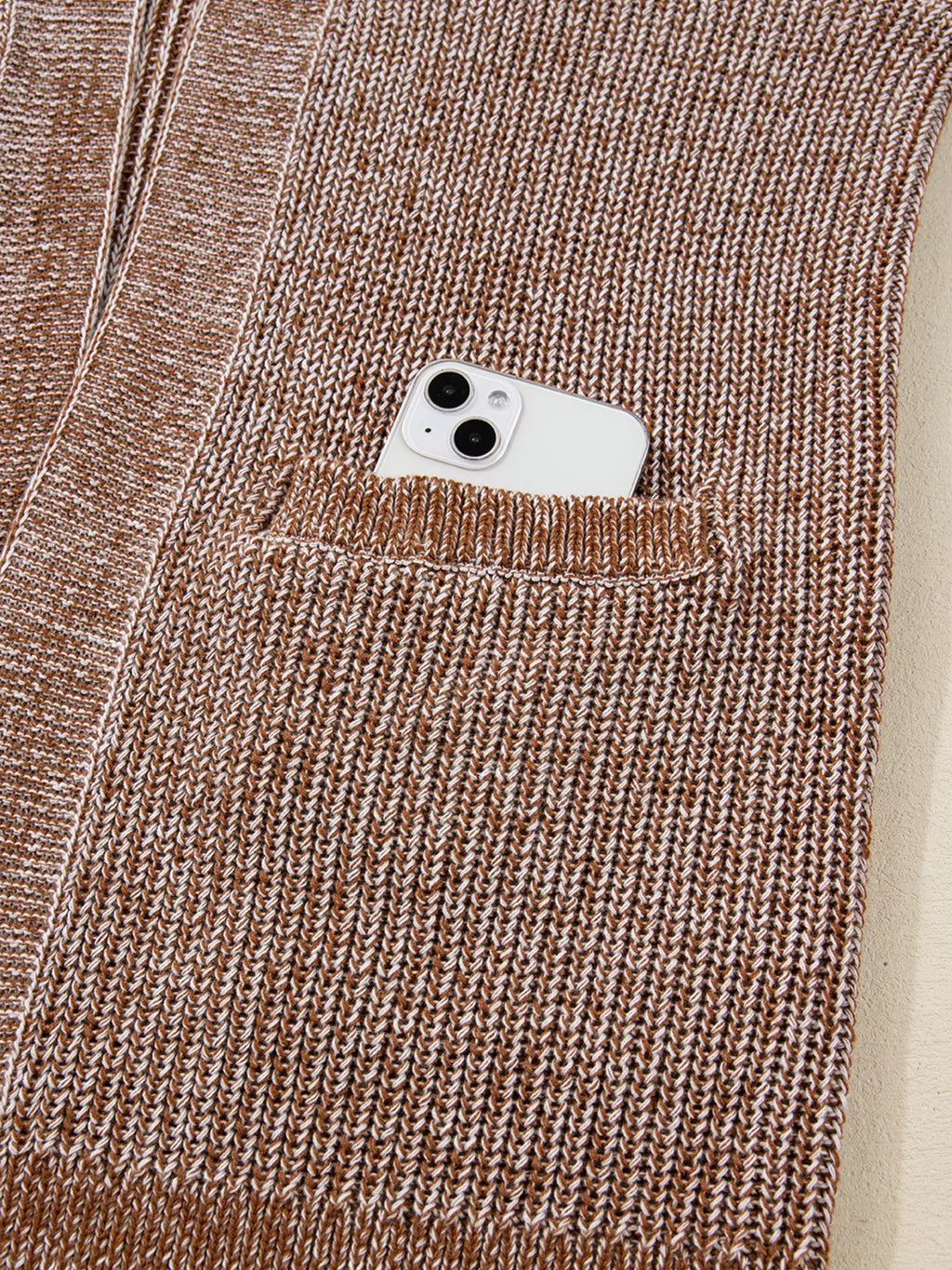 Open Front Dropped Shoulder Cardigan with Pockets